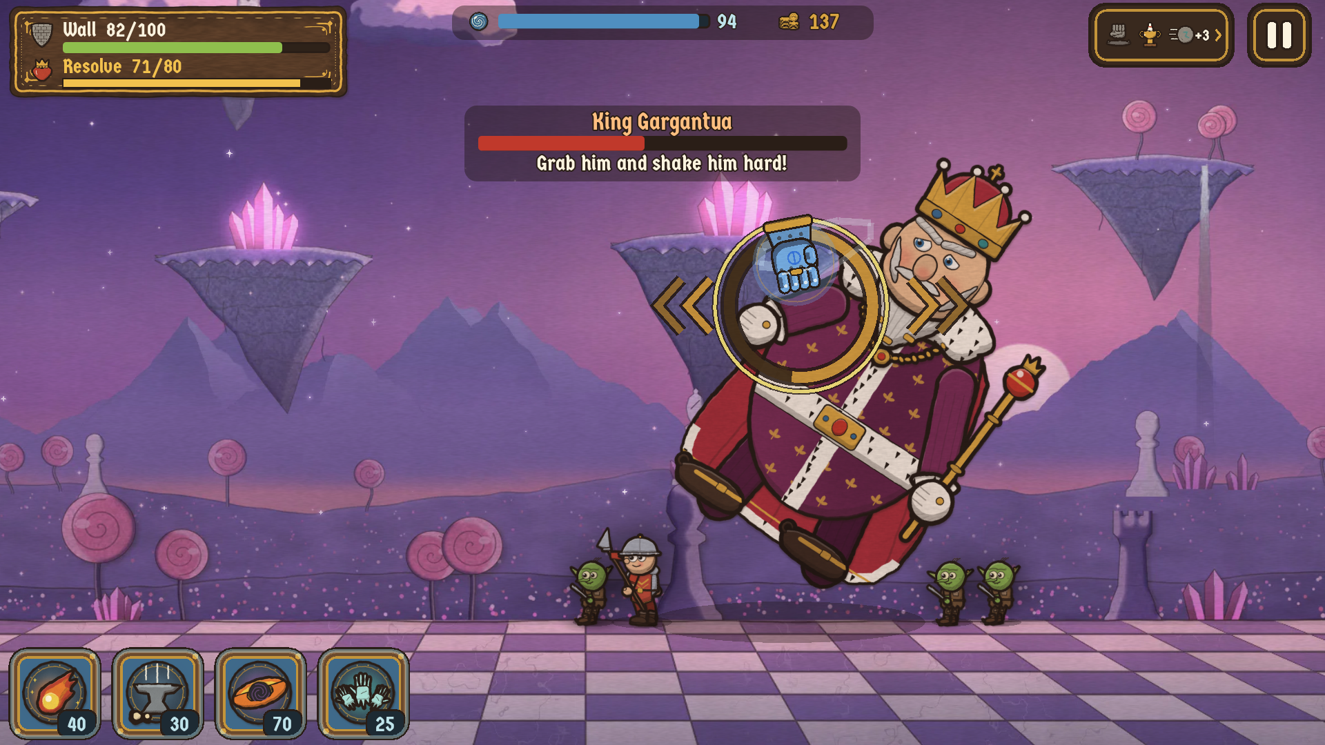 Gameplay screenshot — the boss King Gargantua