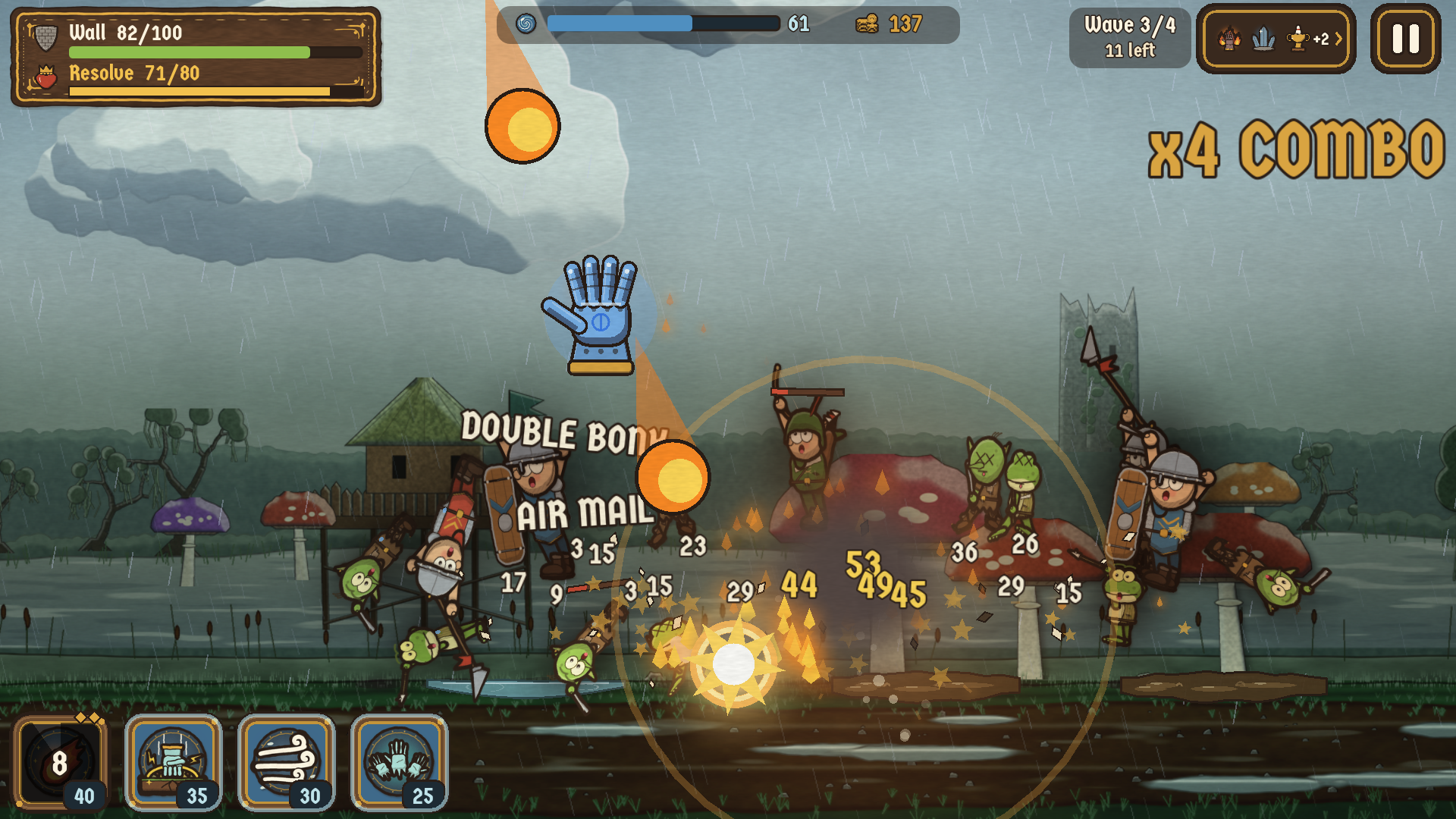 Gameplay screenshot — fireball spell